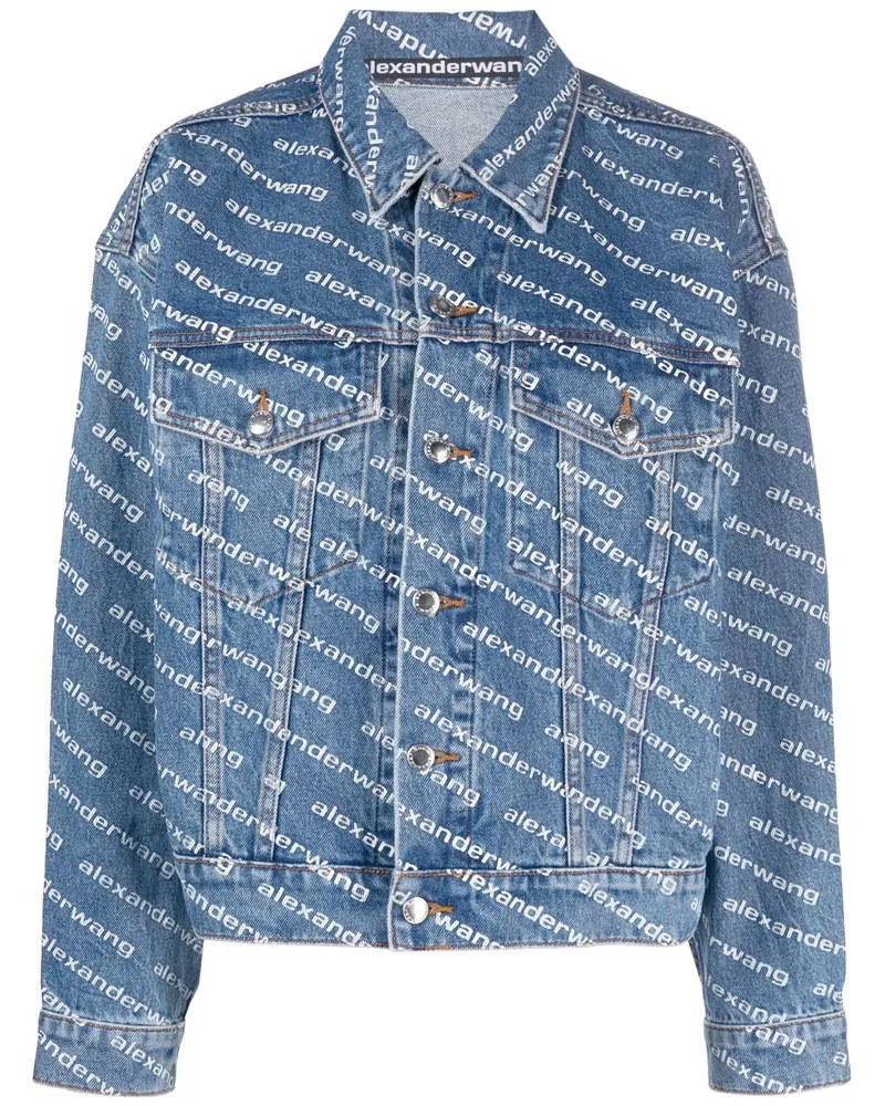 Alexander Wang Jeansjacke mit Logo-Print - Blau Blau