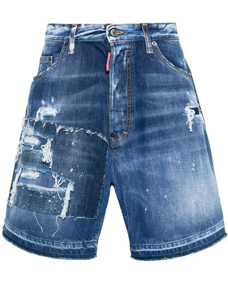 Dsquared2 Jeans-Shorts im Distressed-Look Blau