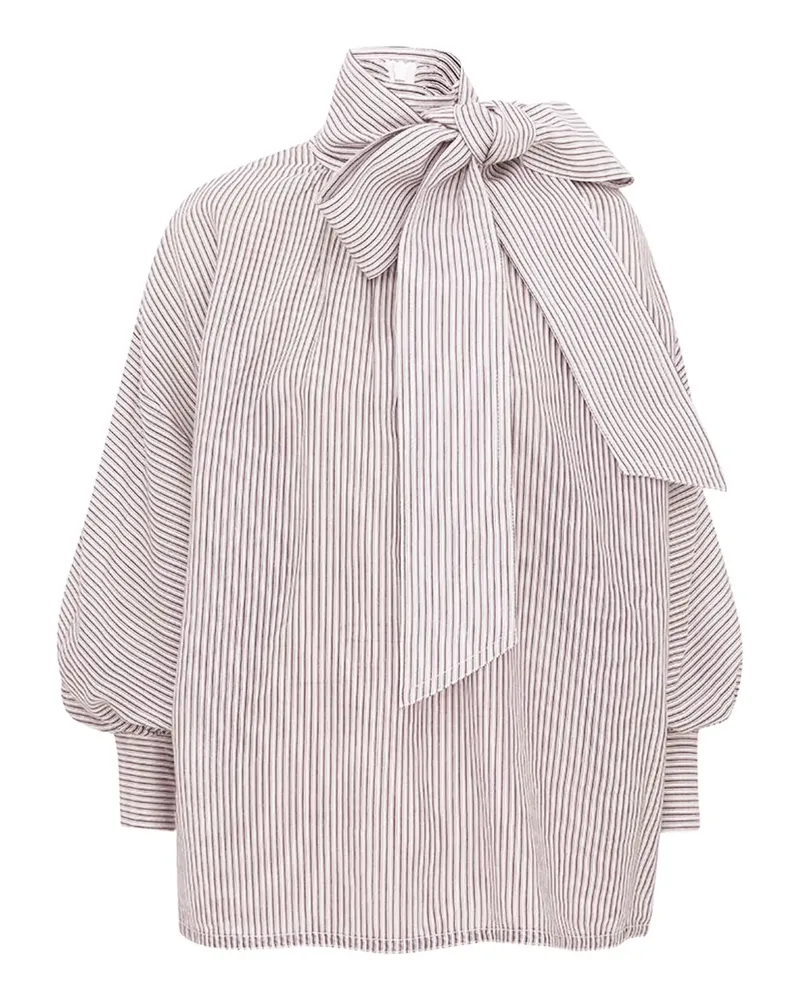 Zimmermann striped balloon-sleeve blouse - Weiß Weiß