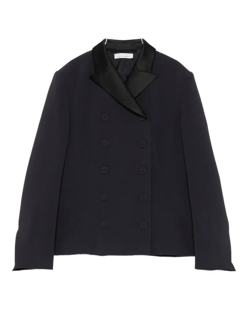 Liviana Conti double-breasted satin-trim jacket - Blau Blau