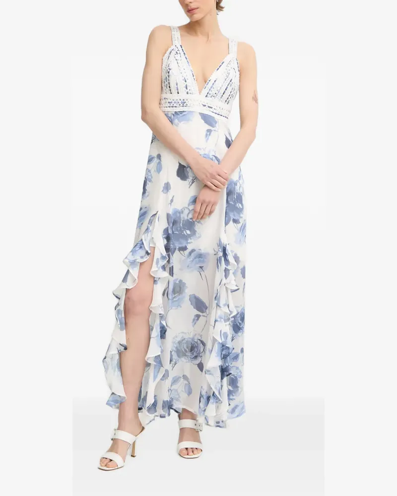 Guess maxi floral-print ruffled dress - Weiß Weiß