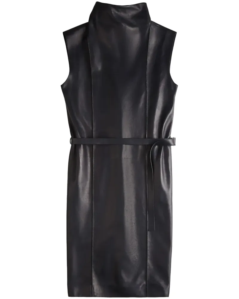 TOD'S Midikleid aus Leder - Schwarz Schwarz