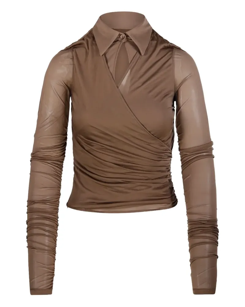 Max Mara Gerafftes Aiello Hemd mit Kragen - Braun Braun