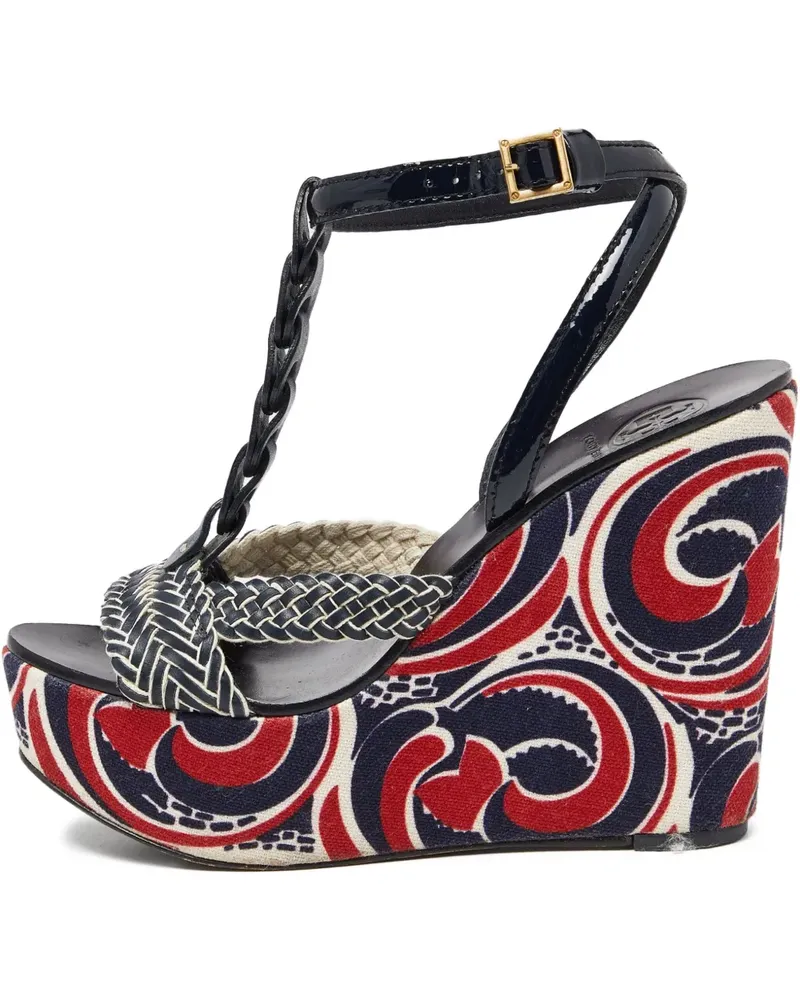 Tory Burch Pre-owned Wedge-Sandalen mit Flechtriemen - Blau Blau