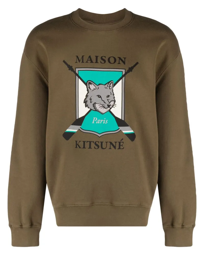 Kitsuné Sweatshirt mit Logo-Print - Grün Grün
