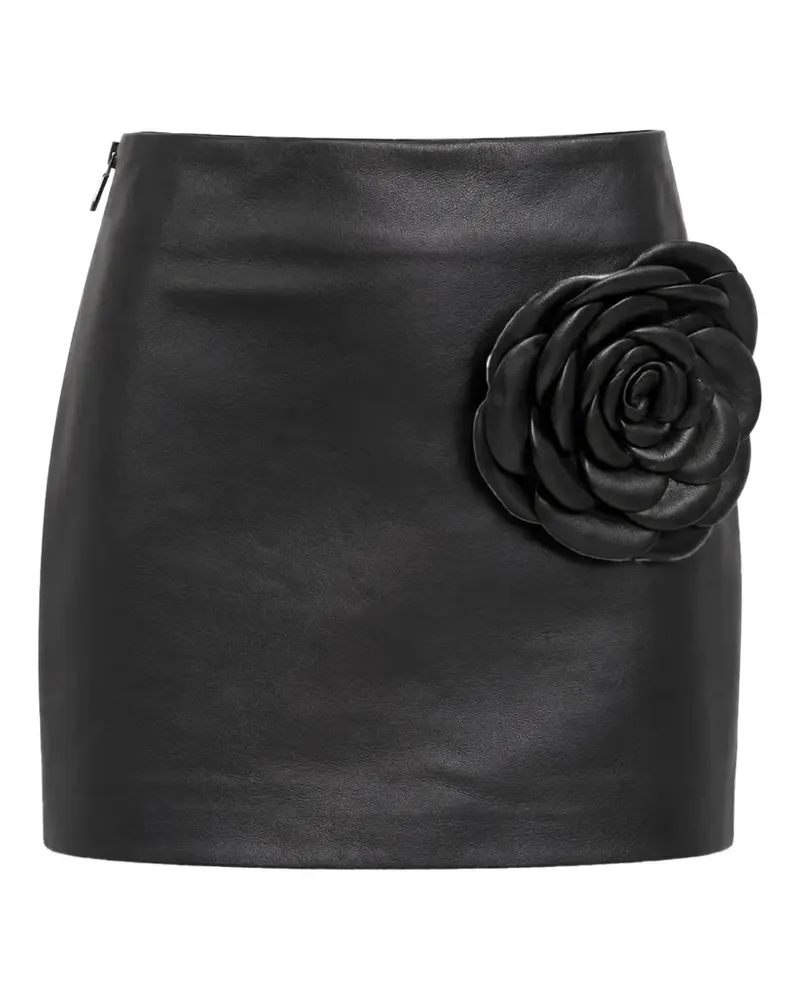 Philipp Plein leather mini skirt flower - Schwarz Schwarz