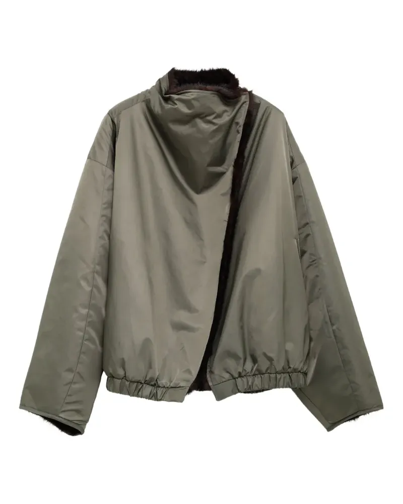 FRANKIE Shop Vera Jacke aus Faux Fur mit elastischem Saum - Grün Grün