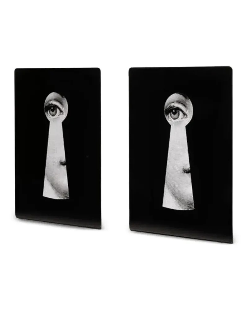 Fornasetti Buchstützen mit Schlüsselloch-Motiv - Schwarz Schwarz