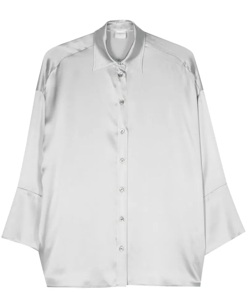 Eleventy Hemd aus Seidensatin - Blau Blau