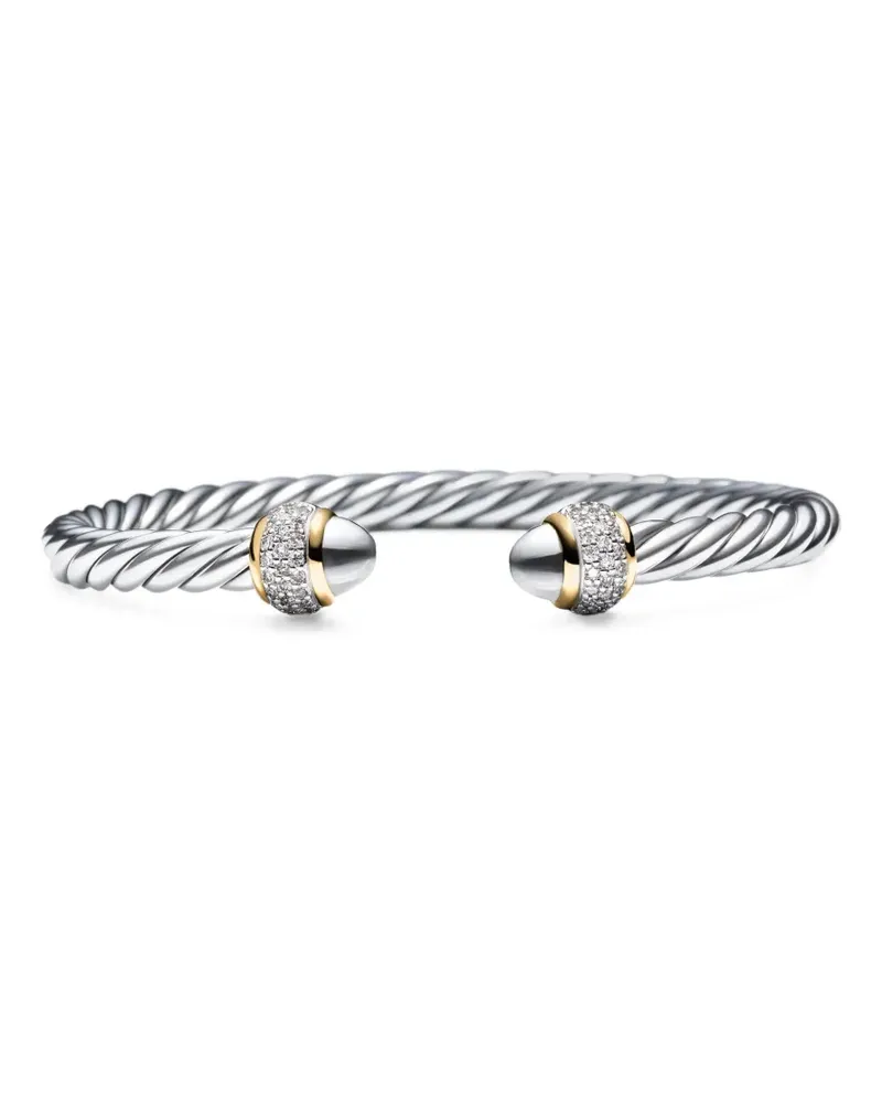 David Yurman 18kt Cable Gelbgold- und Sterlingsilberarmband mit Diamanten (5mm Silber