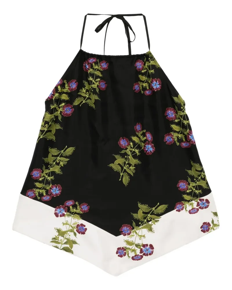 Cynthia Rowley Top mit Blumen-Print - Schwarz Schwarz