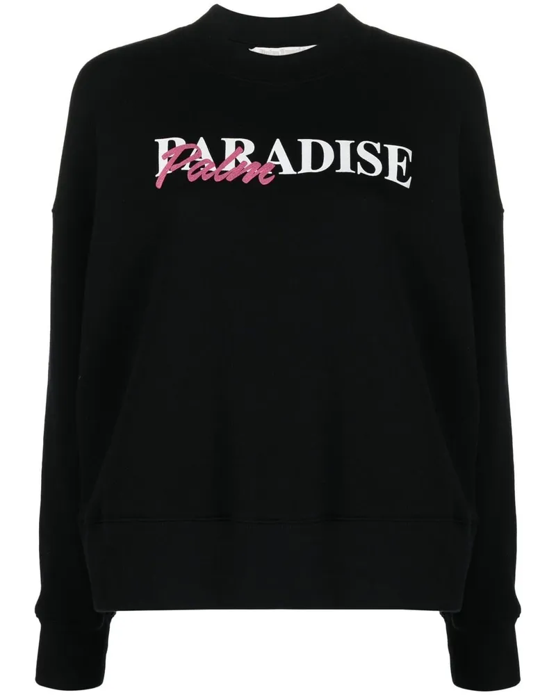 Palm Angels Sweatshirt mit Palmen-Print Schwarz