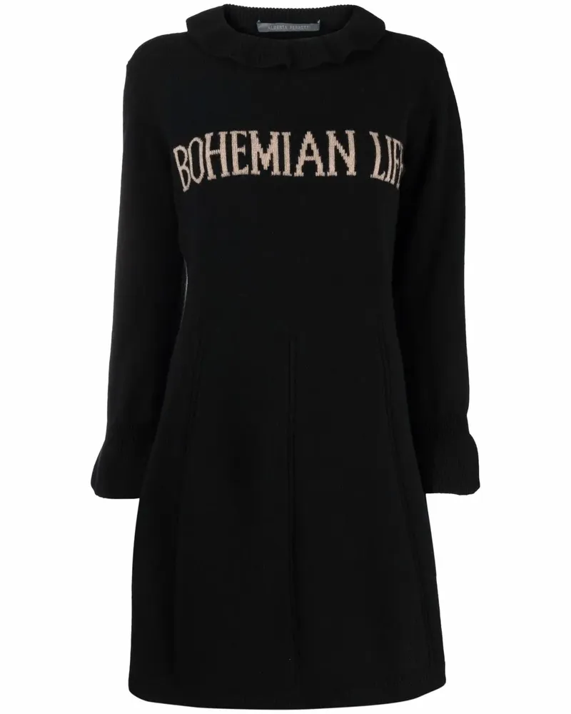 Alberta Ferretti Bohemian Life Intarsien-Kleid - Schwarz Schwarz