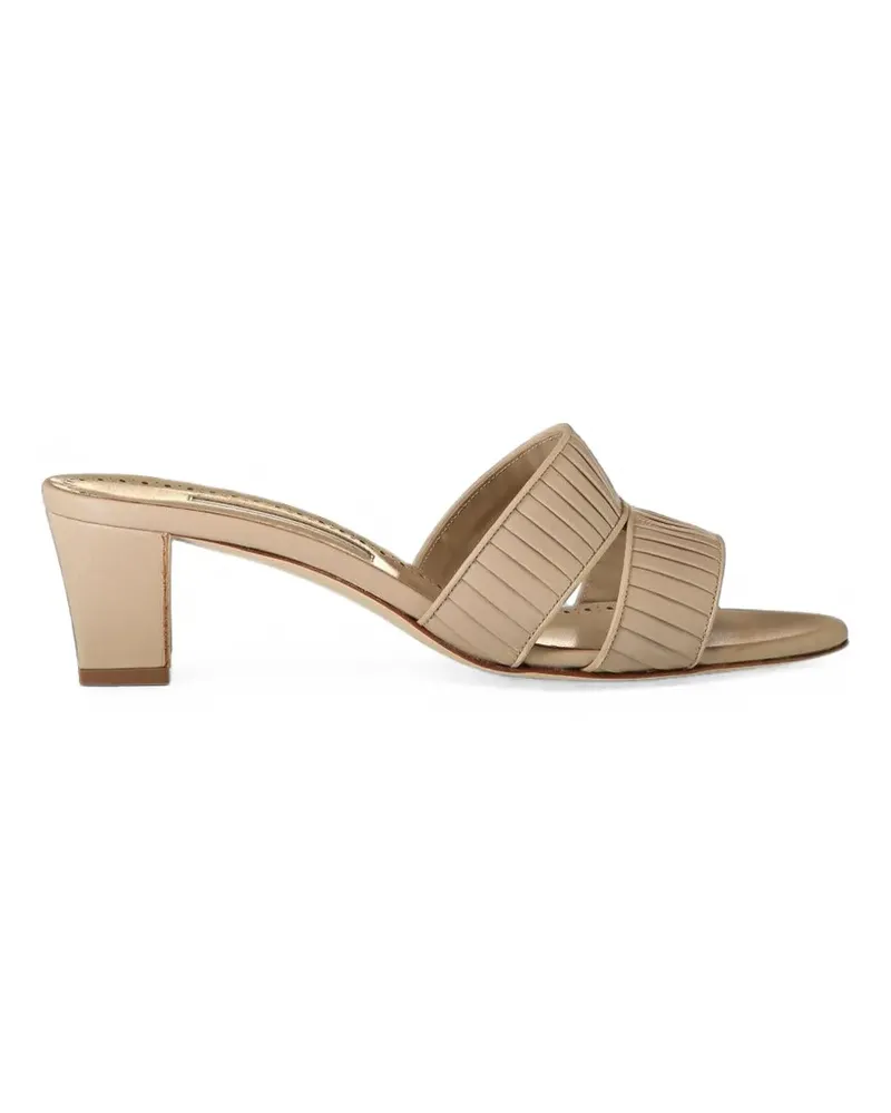 Manolo Blahnik Lusinamu pleated leather sandals - Nude Nude