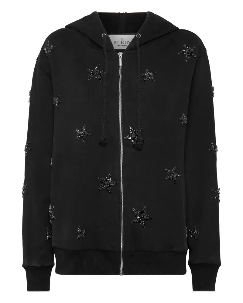 Philipp Plein Kapuzenjacke mit Sternverzierung - Schwarz Schwarz