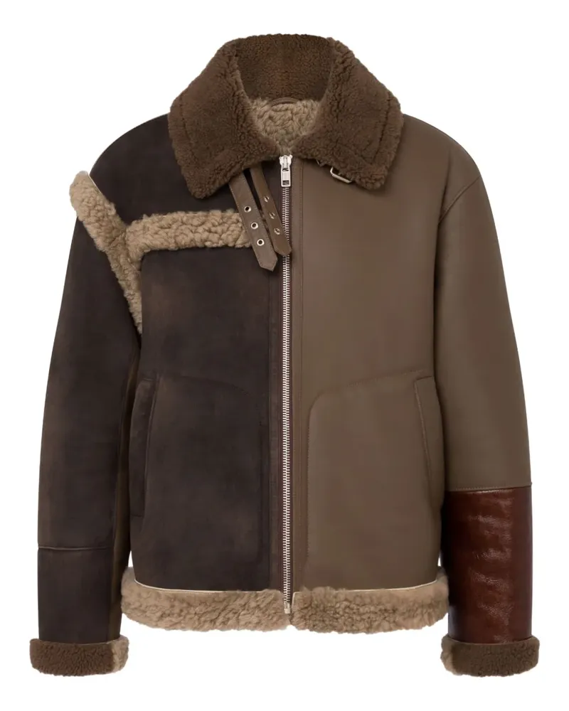 Moschino Lederjacke mit Shearling-Besatz - Braun Braun