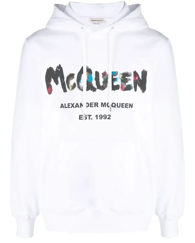 Alexander McQueen Hoodie mit Graffiti-Print - Weiß Weiß