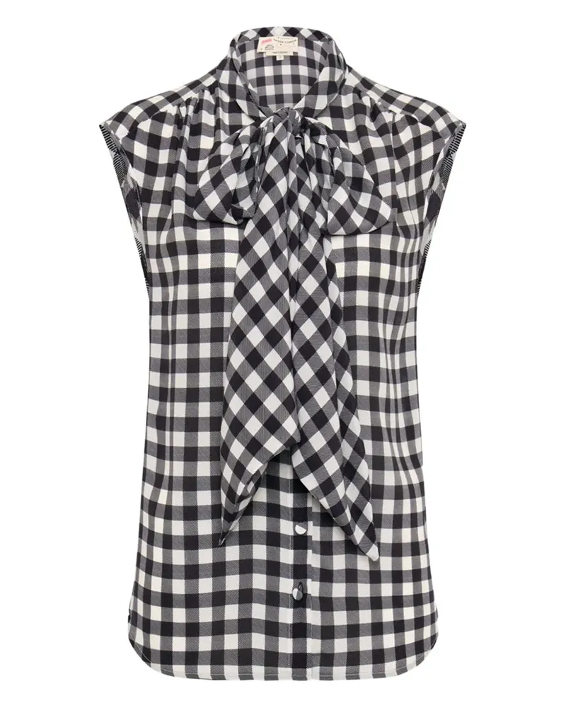 Maison Common Bluse mit Vichy-Karo - Schwarz Schwarz
