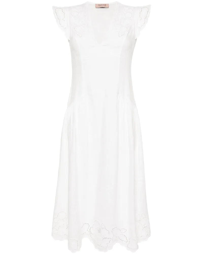 Twin-Set Kleid Midikleid aus Leinen - Weiß Weiß