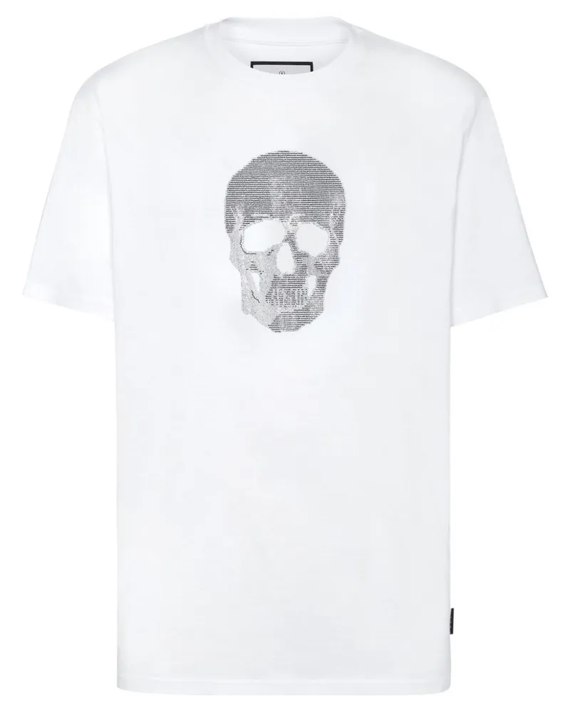 Philipp Plein T-Shirt mit Kristall-Totenkopf - Weiß Weiß