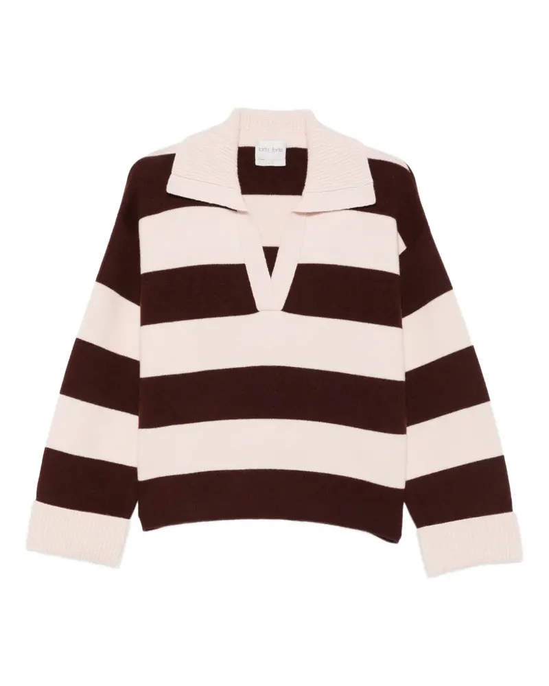 forte_forte striped polo-collar sweater - Rosa Rosa
