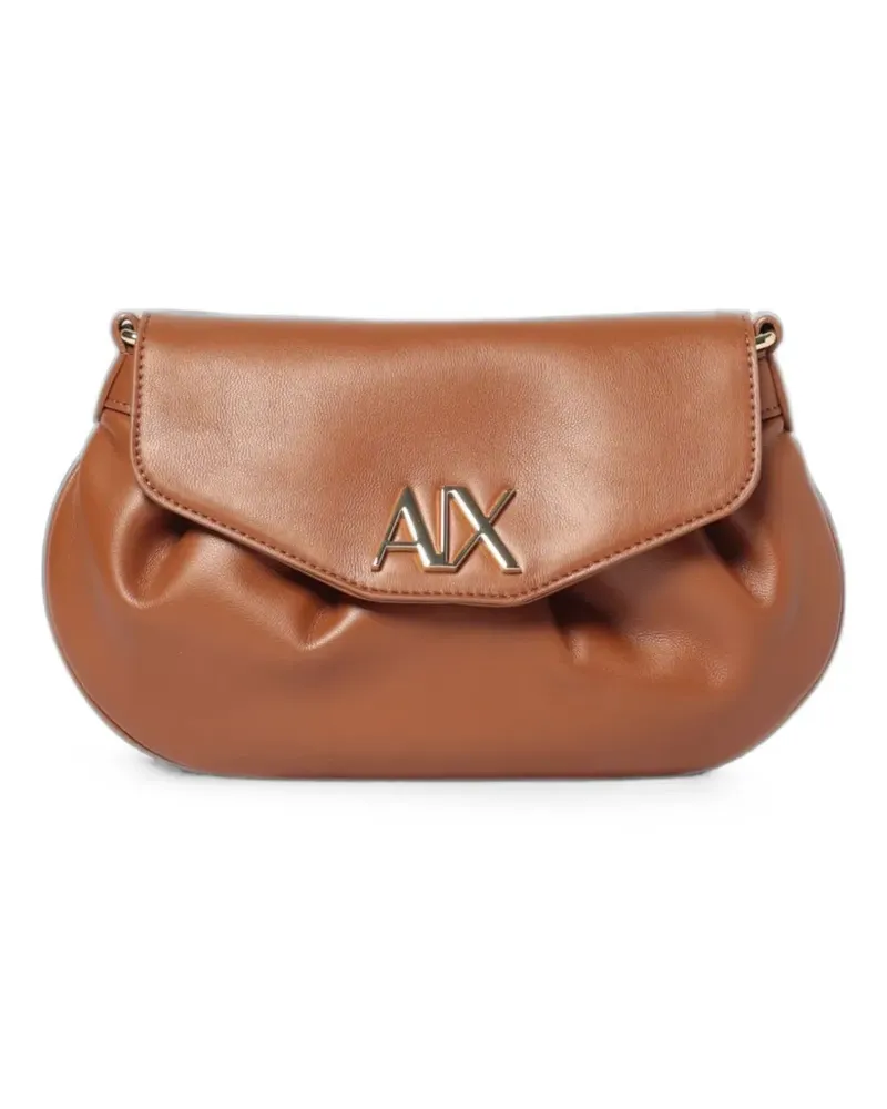 Armani Exchange Schultertasche mit Logo-Schild - Braun Braun