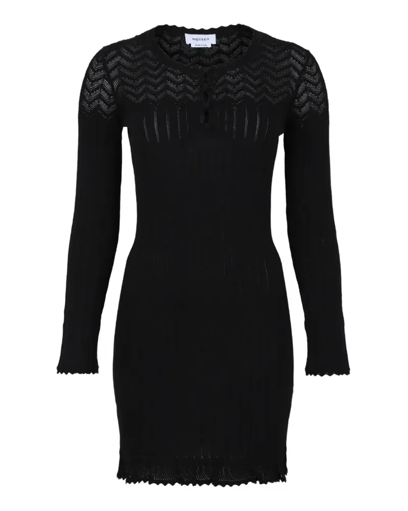Alexander McQueen pointelle-knit mini dress in black - Schwarz Schwarz