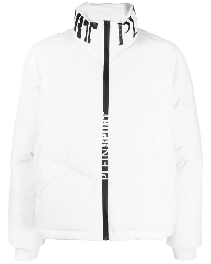 Philipp Plein Gefütterte Jacke mit Logo-Print - Weiß Weiß