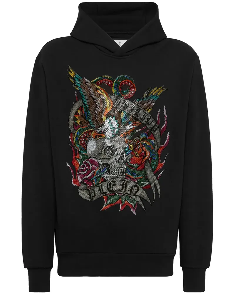 Philipp Plein Crystal Tattoo Hoodie mit Kristallen - Schwarz Schwarz