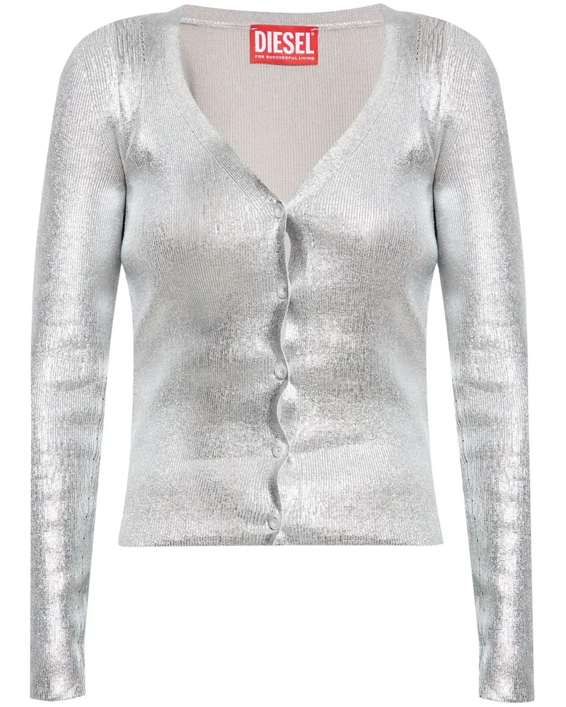 Diesel Cardigan im Metallic-Look - Silber Silber