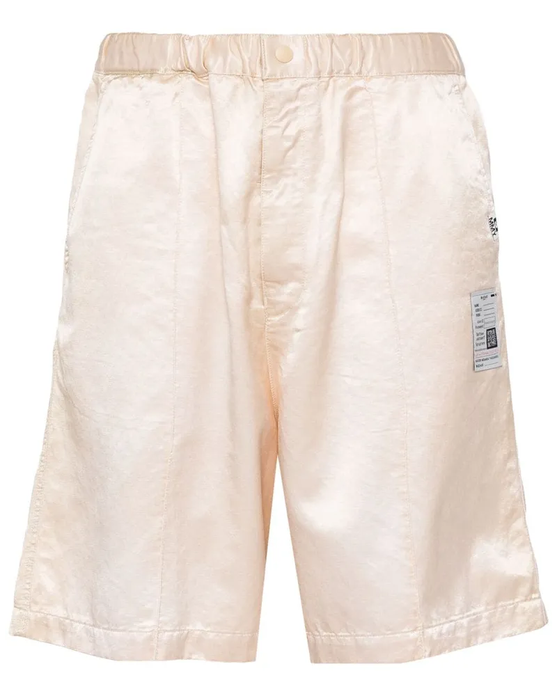 MIHARAYASUHIRO Satin-Shorts mit Logo-Schild Nude