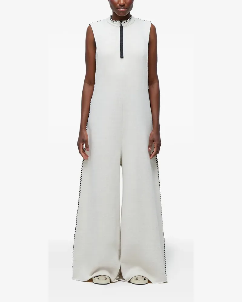 Osklen Reißverschluss-Jumpsuit mit Kontrastnaht - Weiß Weiß