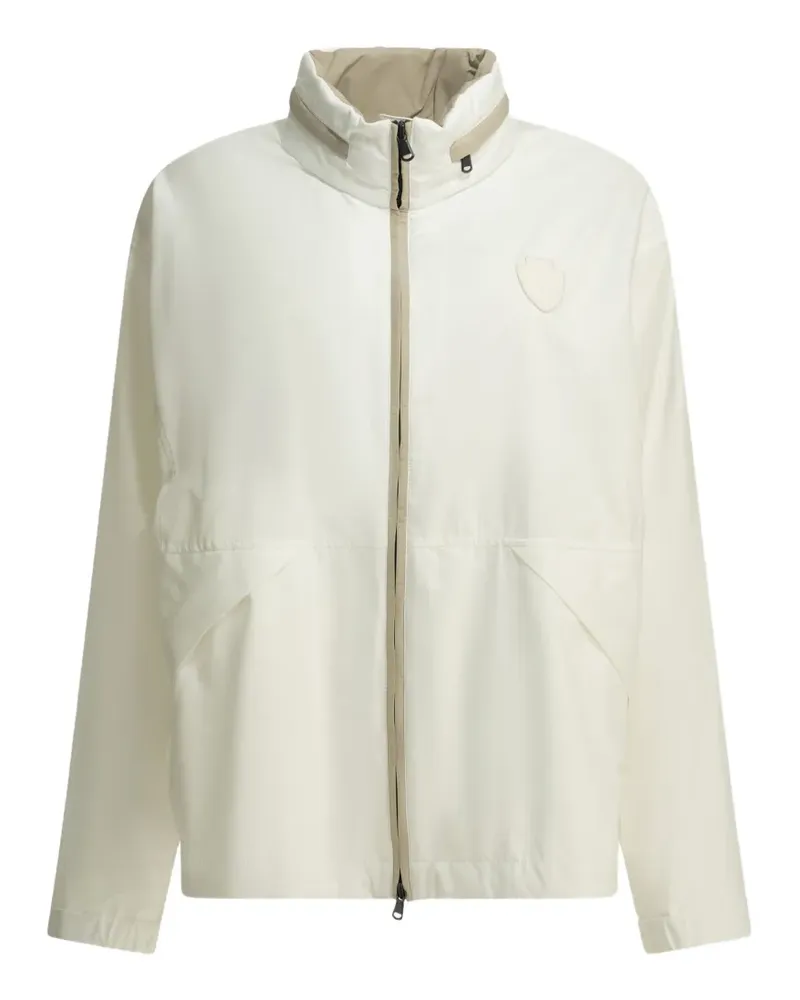 Brunello Cucinelli logo-patch zip-up raincoat - Nude Nude