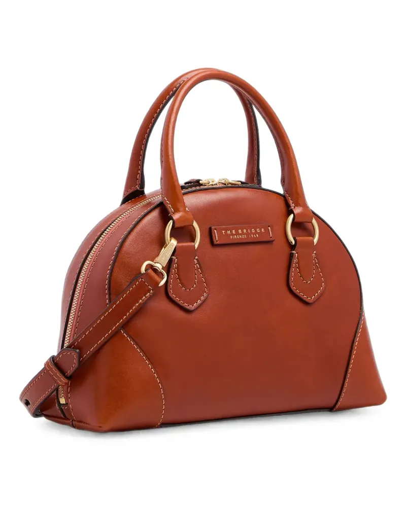 The Bridge Magda curved leather shoulder bag - Braun Braun