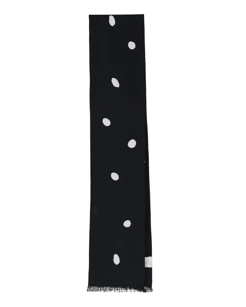 Destin Schal mit Polka Dots und Fransen - Schwarz Schwarz