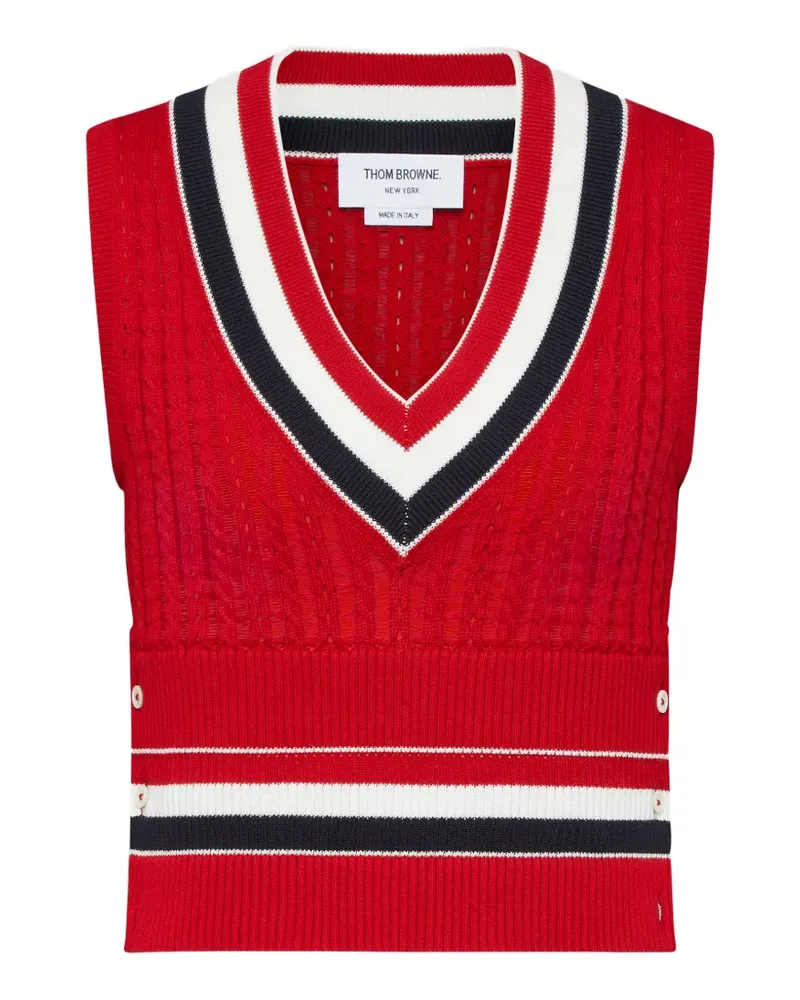 Thom Browne stripe cable vest - Rot Rot