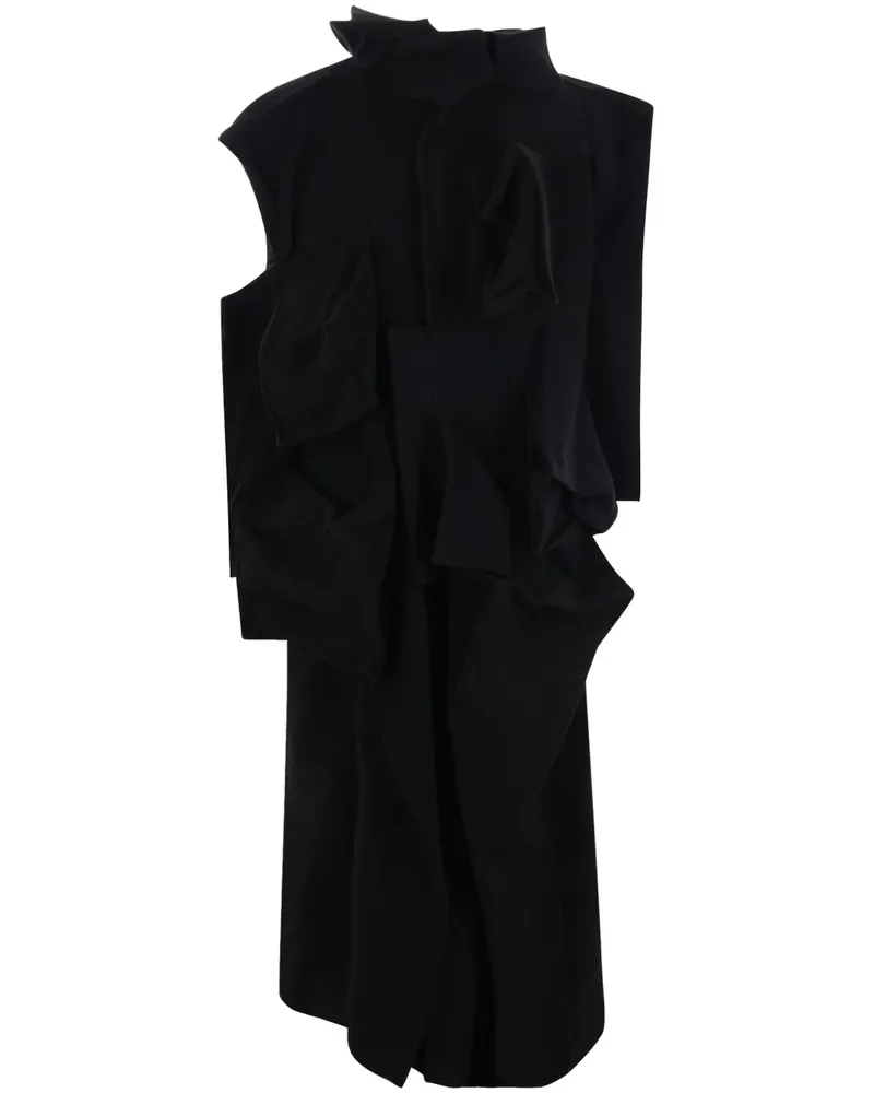 Yohji Yamamoto Drapierter Mantel - Schwarz Schwarz