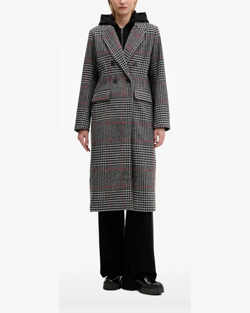 Desigual Doppelreihiger Mantel mit Karomuster - Grau Grau