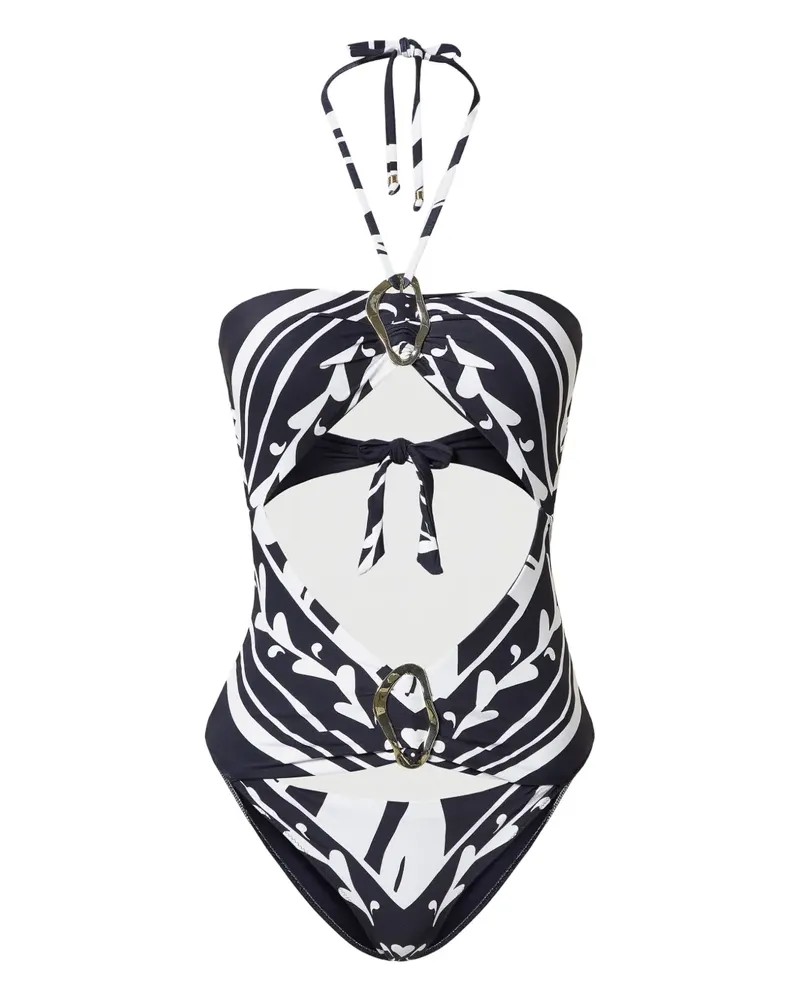 Twin-Set Neckholder-Badeanzug mit Cut-Outs - Blau Blau