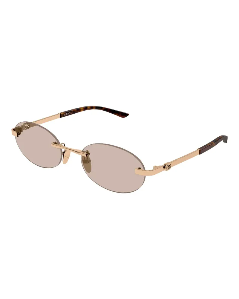 Gucci Rahmenlose Sonnenbrille mit GG-Logo - Gold Gold