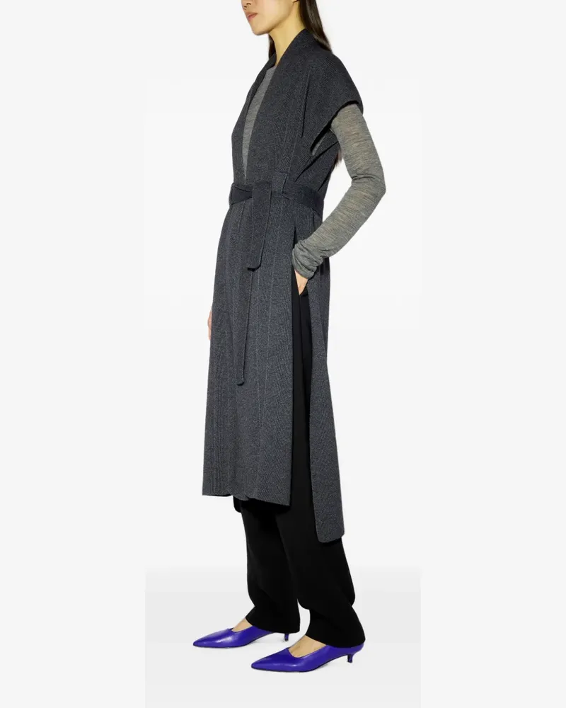 Liviana Conti Gerippter Mavis Cardigan mit Gürtel - Grau Grau