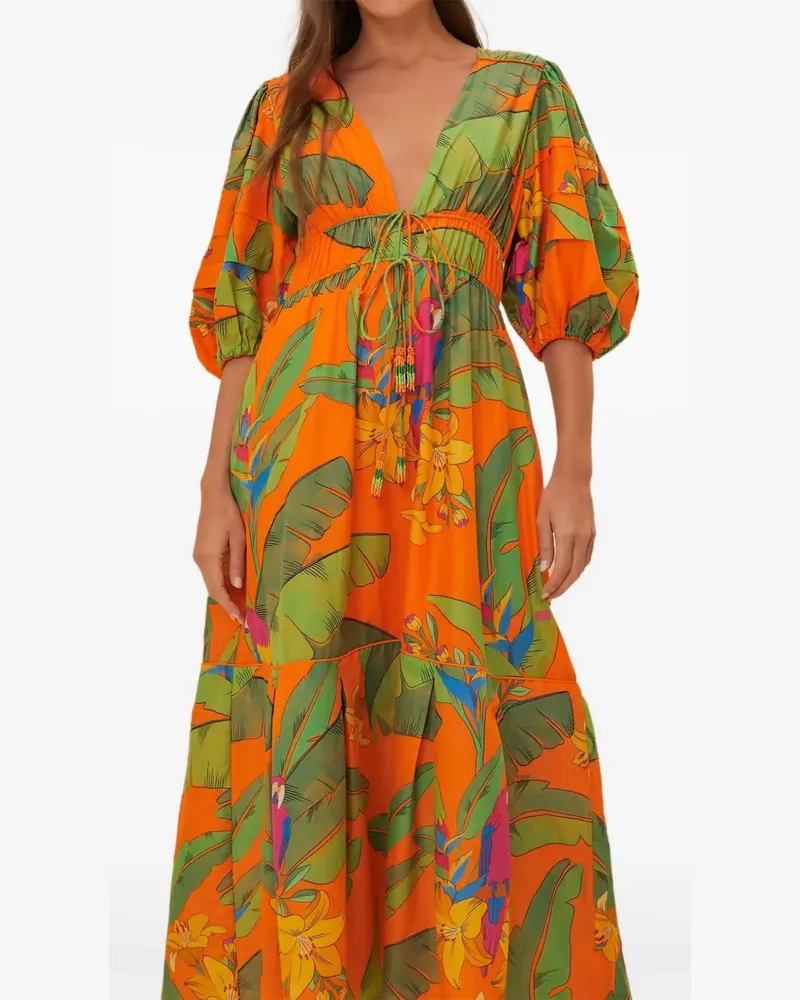 FARM Rio Midikleid mit Print - Orange Orange