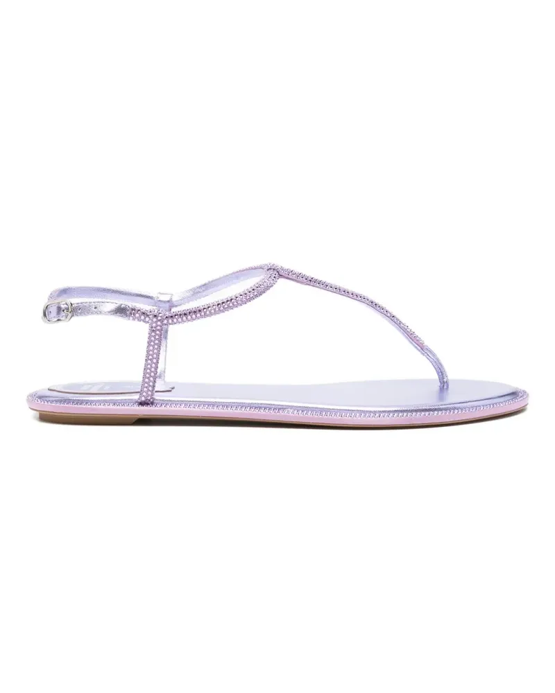René Caovilla Diana crystal-embellished metallic-finish sandals - Violett Violett