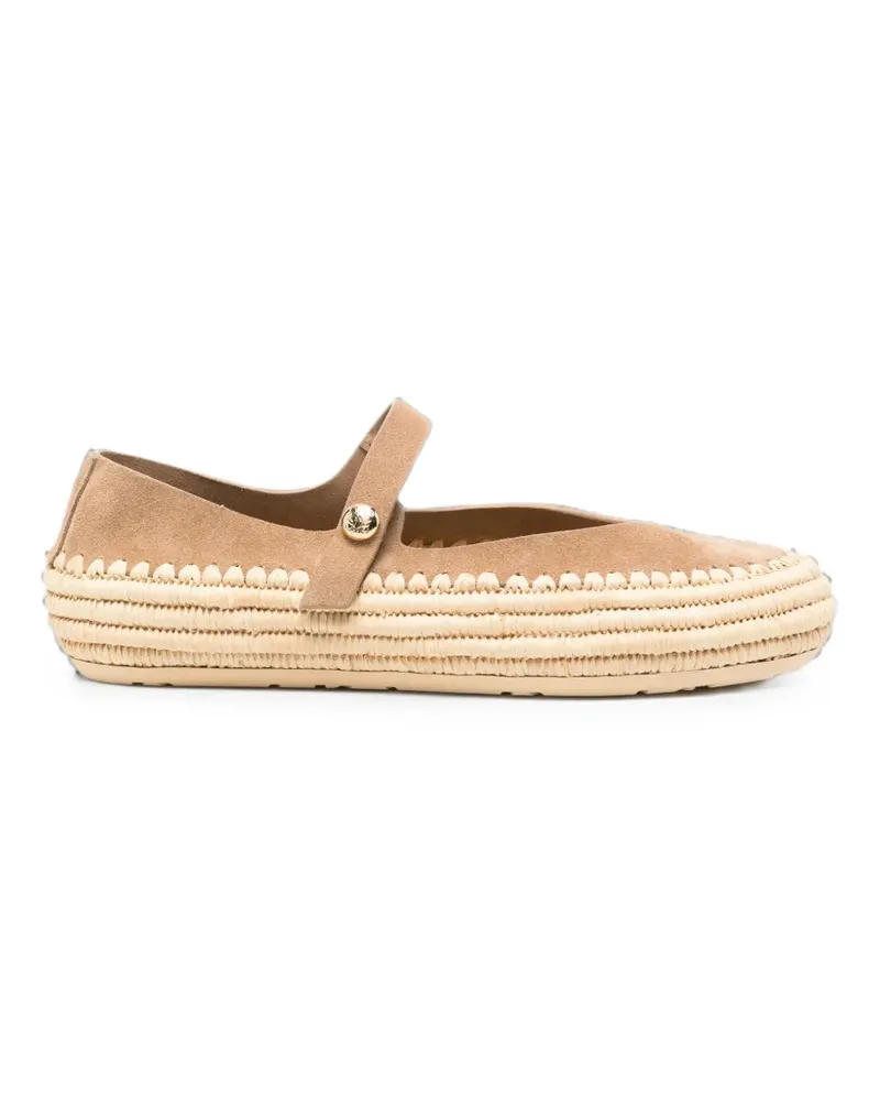 Loewe Rio Mary -Jane woven-trim ballet flats - Nude Nude