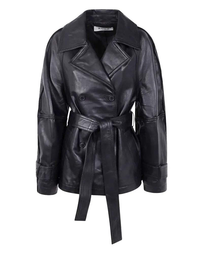 Róhe Doppelreihige Lederjacke - Schwarz Schwarz
