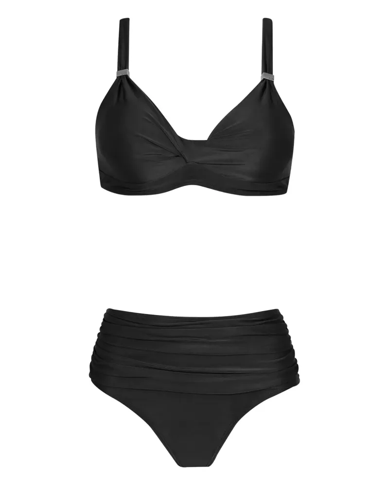 Lygia & Nanny Geraffter Marianne Bikini mit hohem Bund - Schwarz Schwarz