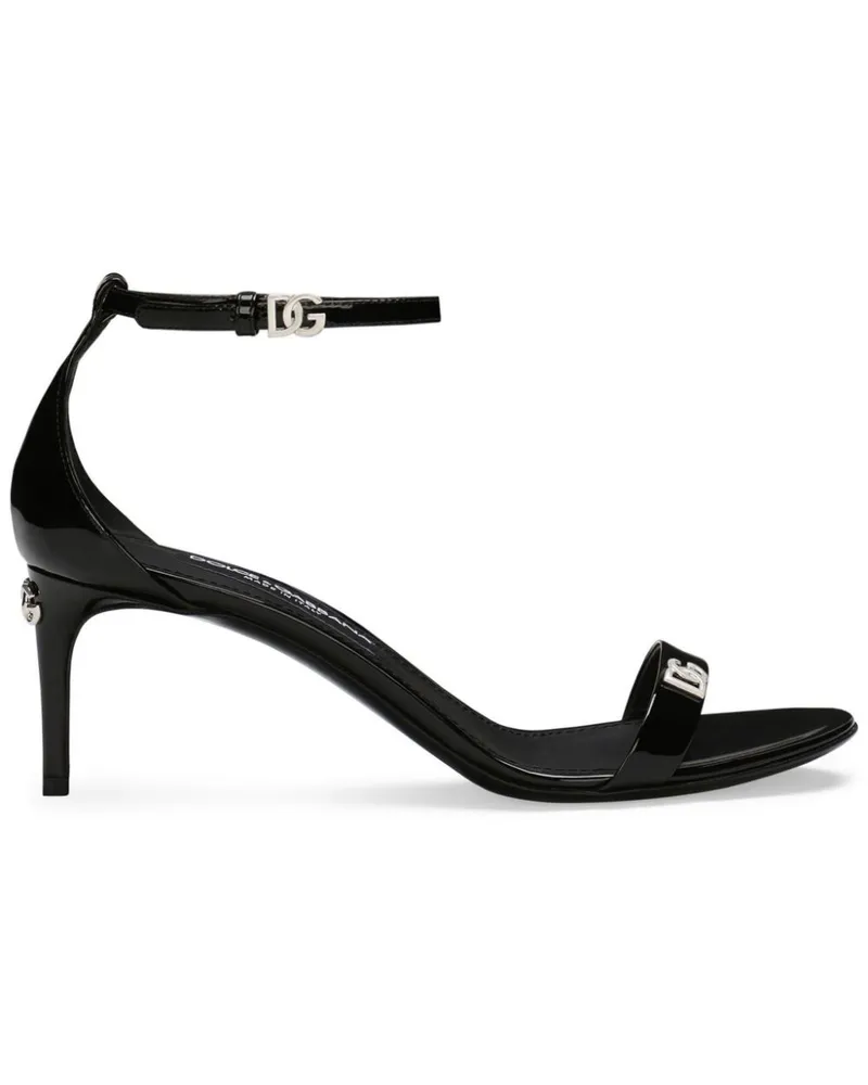 Dolce & Gabbana Sandalen mit Logo-Schild - Schwarz Schwarz