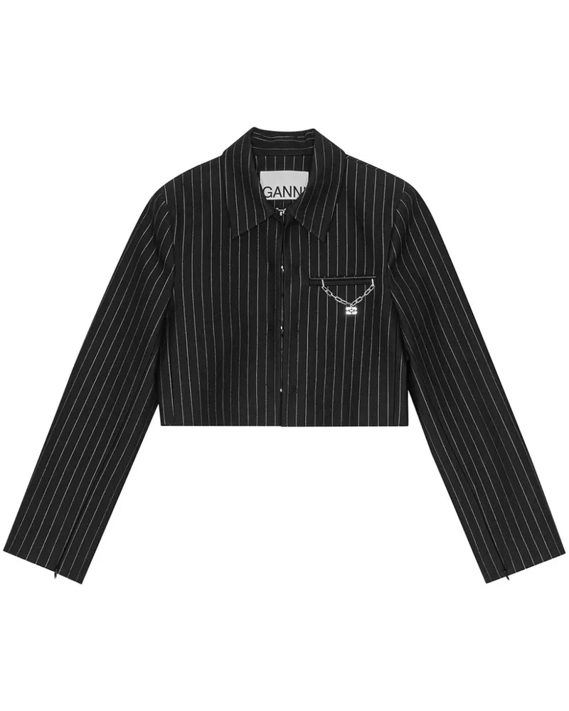 Ganni Cropped-Blazer mit Streifen - Schwarz Schwarz
