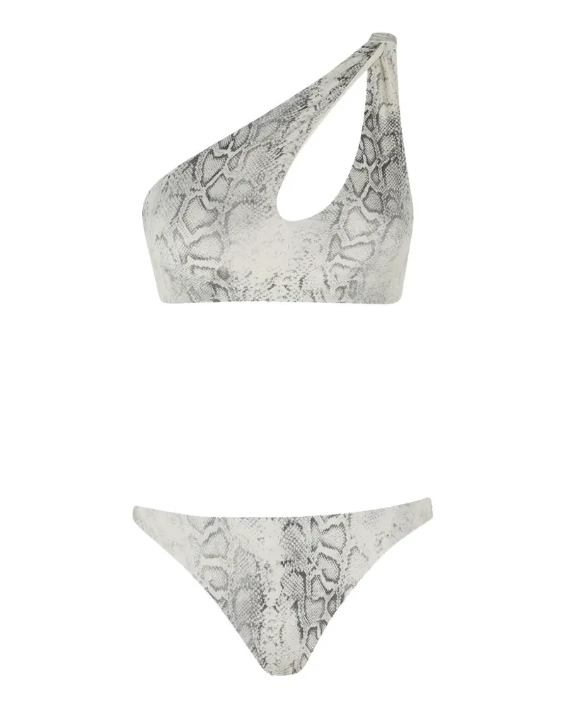 Federica Tosi snake-print one-shoulder bikini - Weiß Weiß