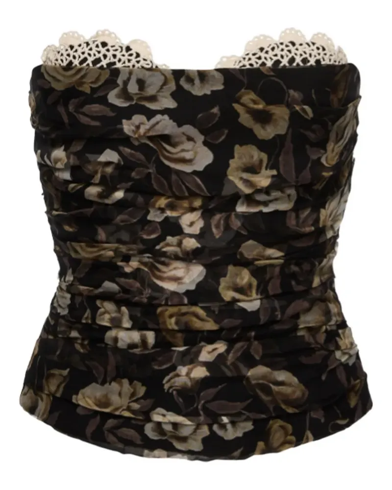 Magda Butrym Top mit Blumen-Print - Schwarz Schwarz